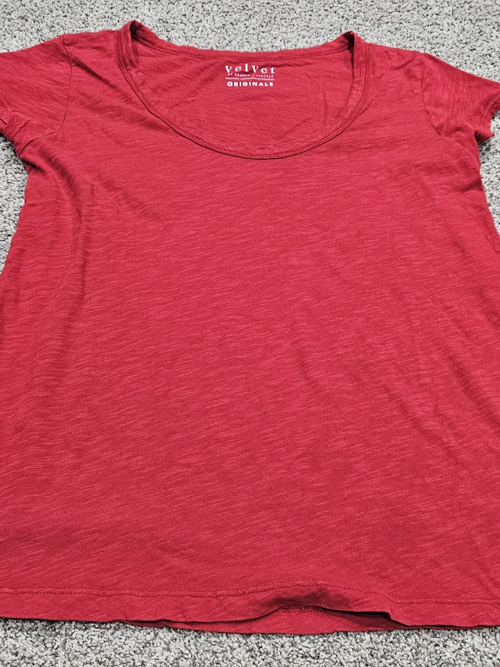 Velvet by Graham & Spencer Crimson Scoop Neck Short Sleeve Tee
